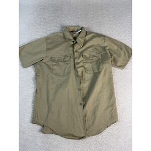 Vintage Big Mac Shirt Mens Large Khaki Button Up Short Sleeve Workwear USA 90s